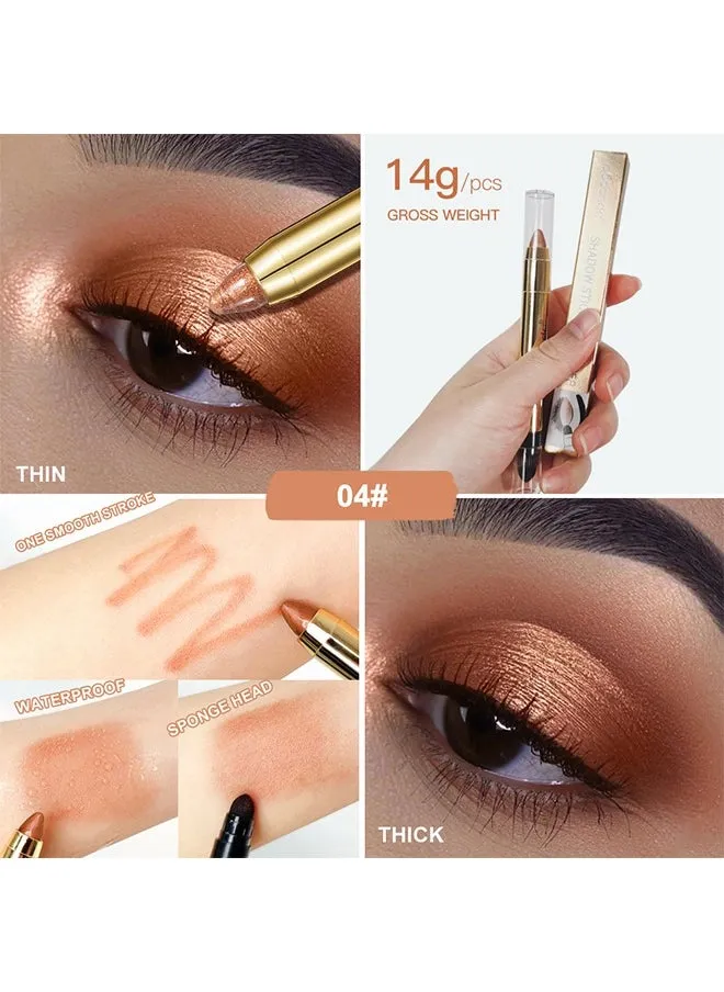 Eyeshadow Stick Makeup, Shimmer-Cream Eyeshadow Pencil Crayon, High Pigment Waterproof Long Lasting Eye Shadow Pen, Women Multi-Dimensional Eye Highlighter Stick-2