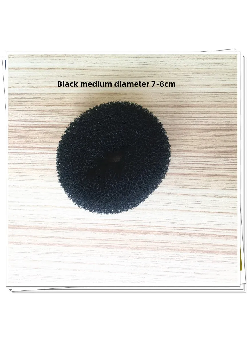 Factory hot sale Japanese and Korean hair curler donut ball head hair accessories suit hair tie tools wholesale Black medium 7-8cm-1