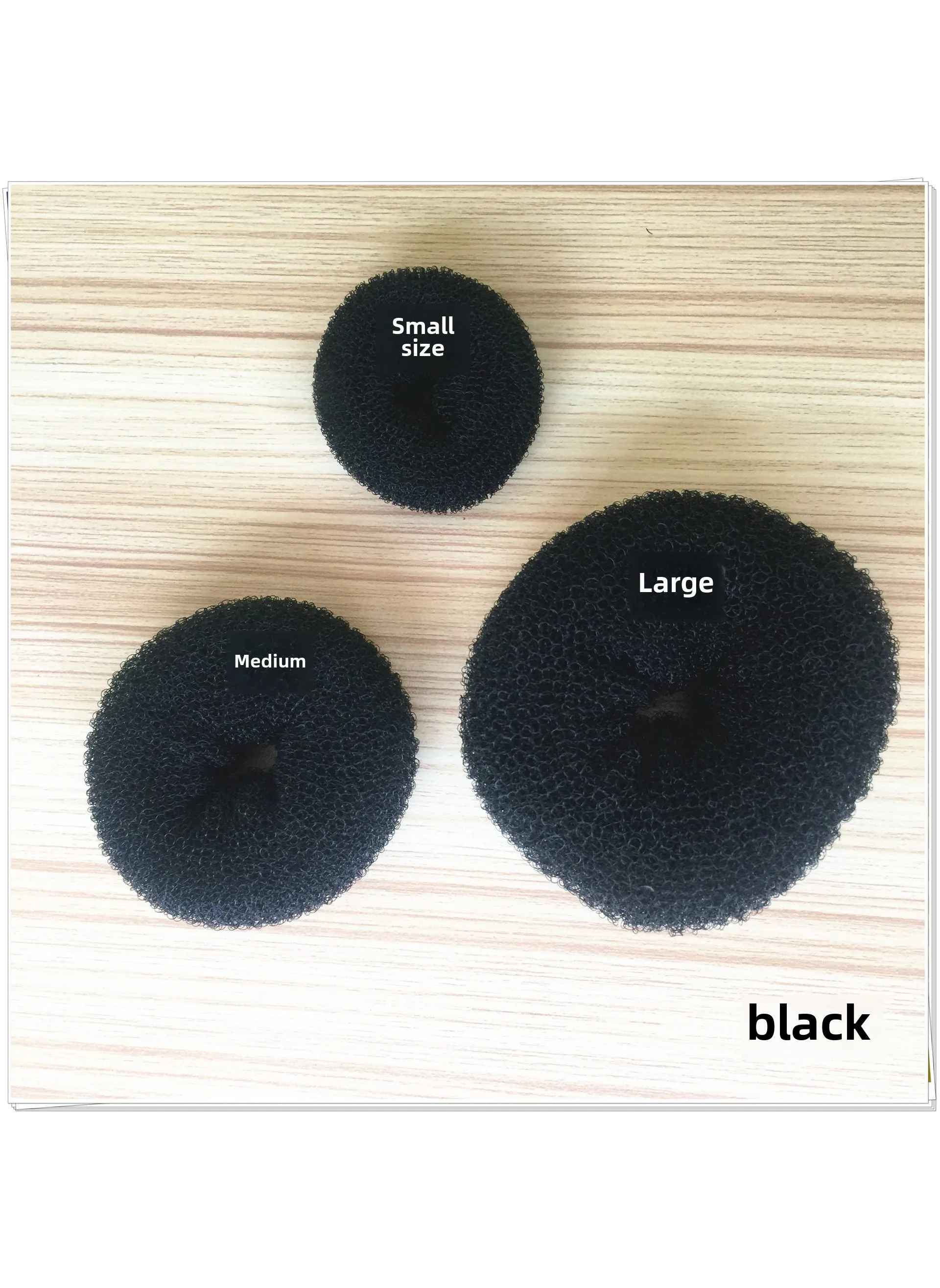 Factory hot sale Japanese and Korean hair curler donut ball head hair accessories suit hair tie tools wholesale Black oversized 10cm-1