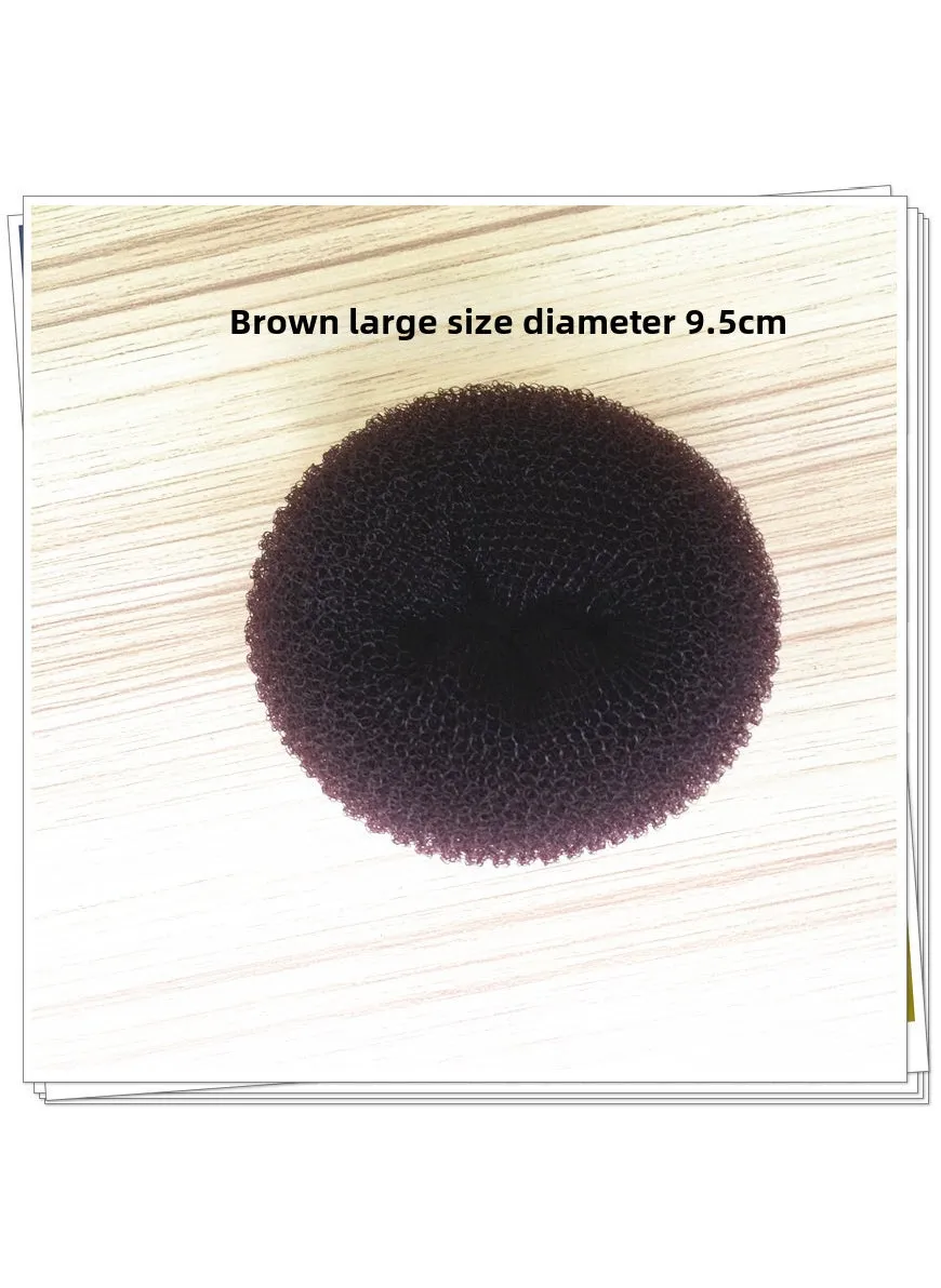 Factory hot sale Japanese and Korean hair curler donut ball head hair accessories suit hair tie tools wholesale Brown large 9.5cm-1