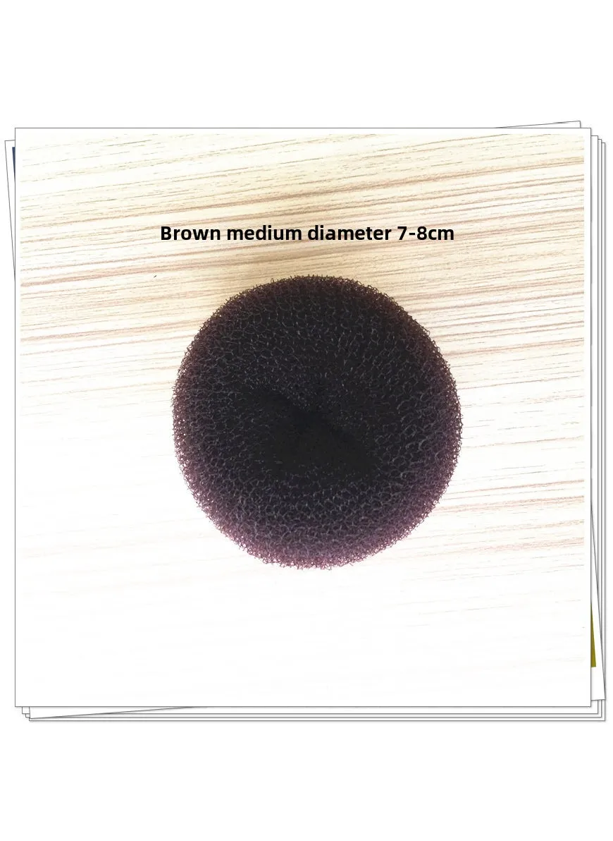 Factory hot sale Japanese and Korean hair curler donut ball head hair accessories suit hair tie tools wholesale Brown medium 7-8cm-1