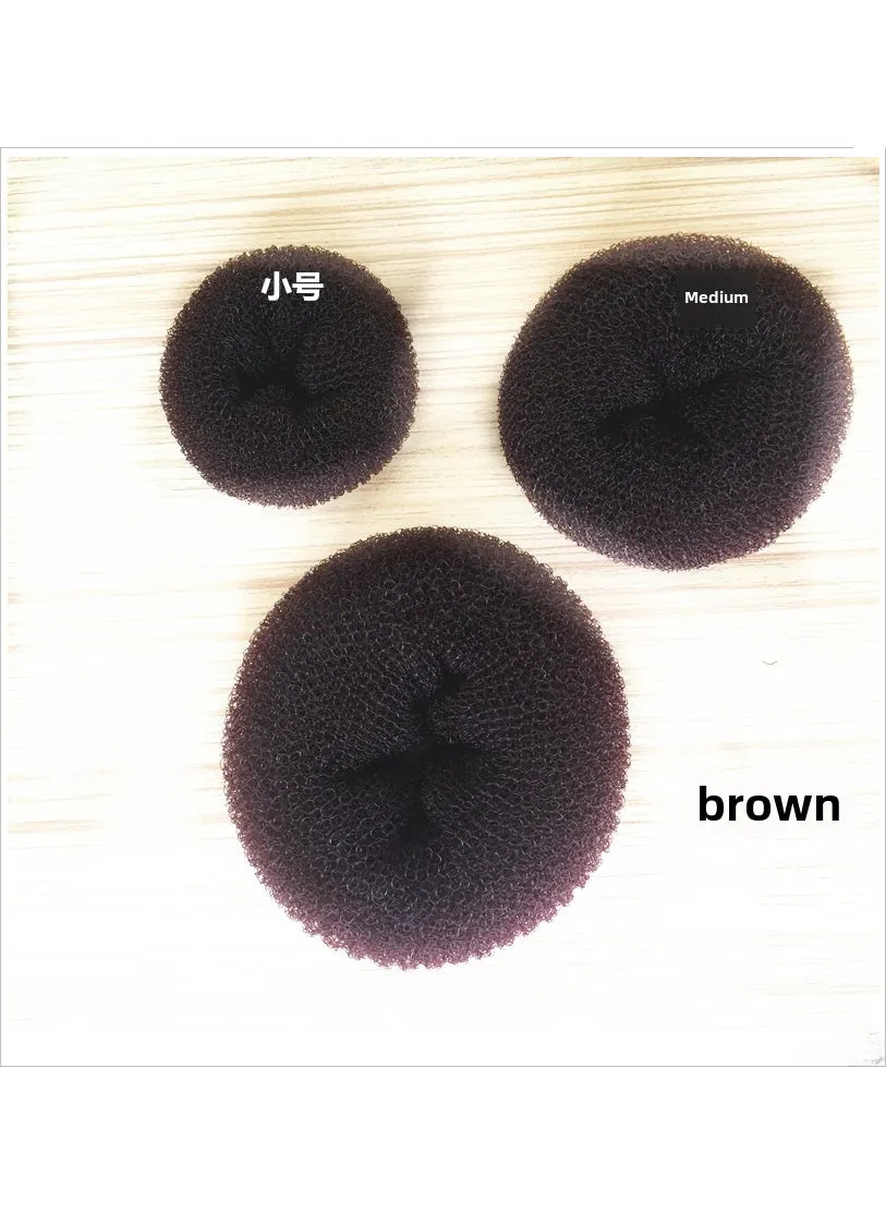 Factory hot sale Japanese and Korean hair curler donut ball head hair accessories suit hair tie tools wholesale Three large, medium and small coffee-1