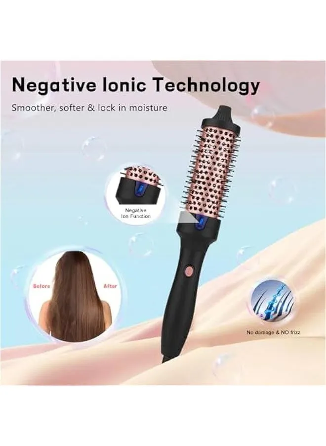 Fast Heat Round Brush with Negative Ion Tech - All Hair Types Curling Iron & Straightener (38MM)-2