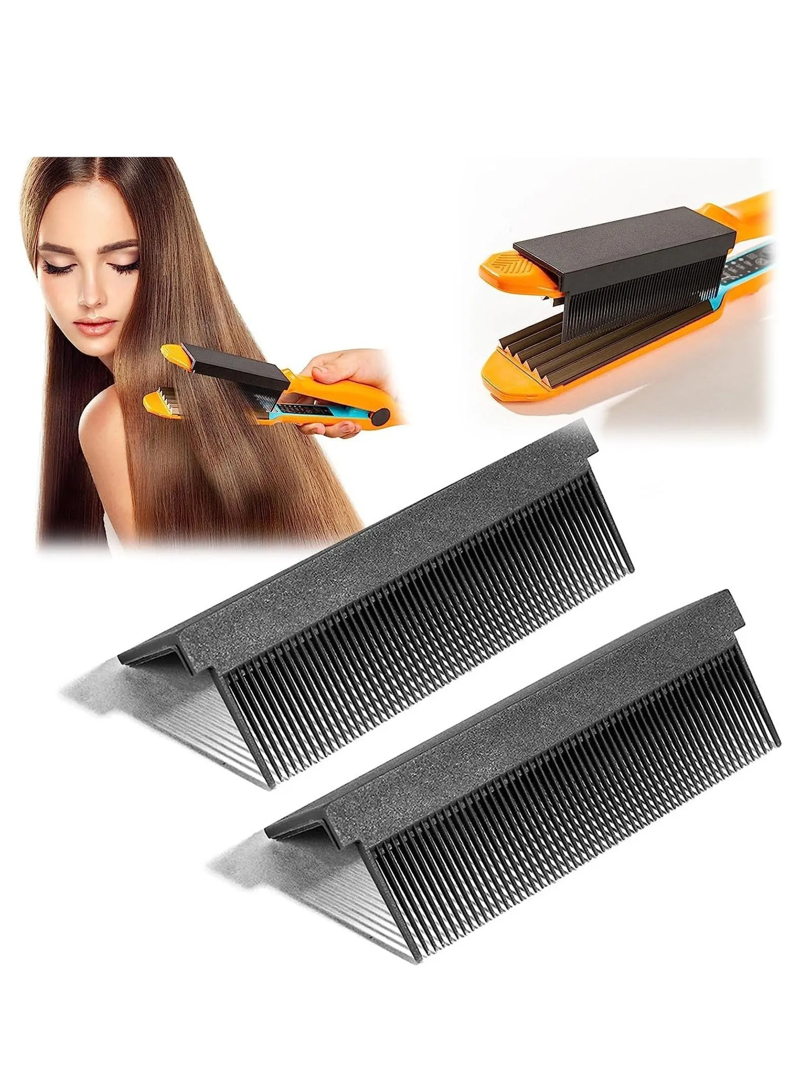 Flat Iron Combs Attachment Clips - 2 Pcs Nimble Hair Straightening Combs, Ideal for DIY Hairstyling & Professional Hairdressers-1