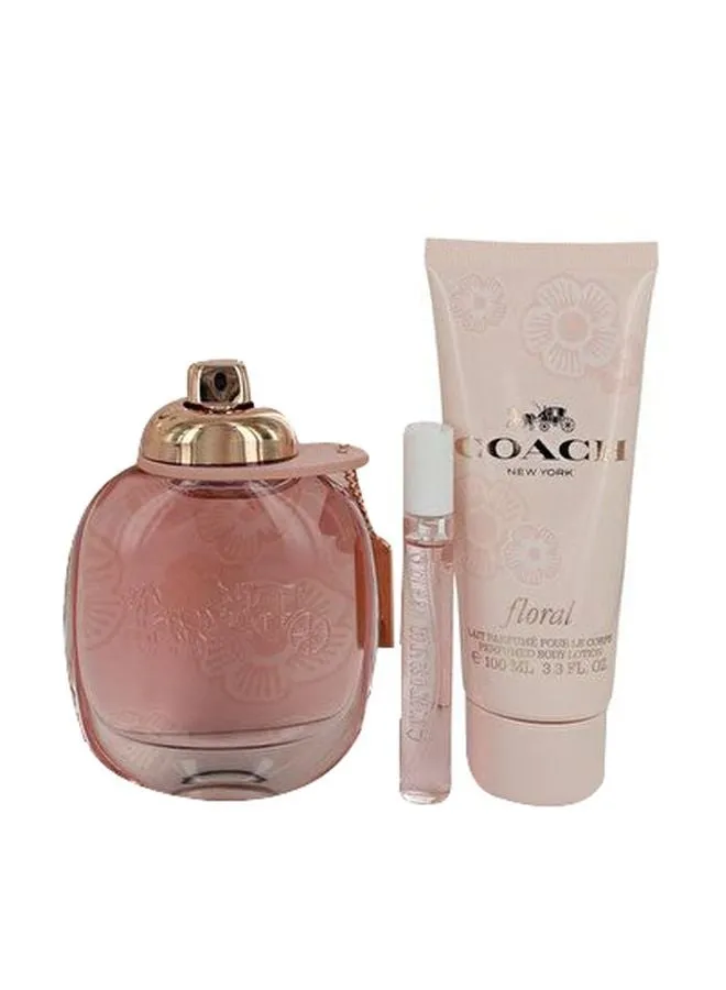 مجموعة عطر فلورال EDP تصلح كهدية EDP Spray(3 oz), Mini EDP Spray(0.25 oz), Body Lotion(3.3 oz)-1