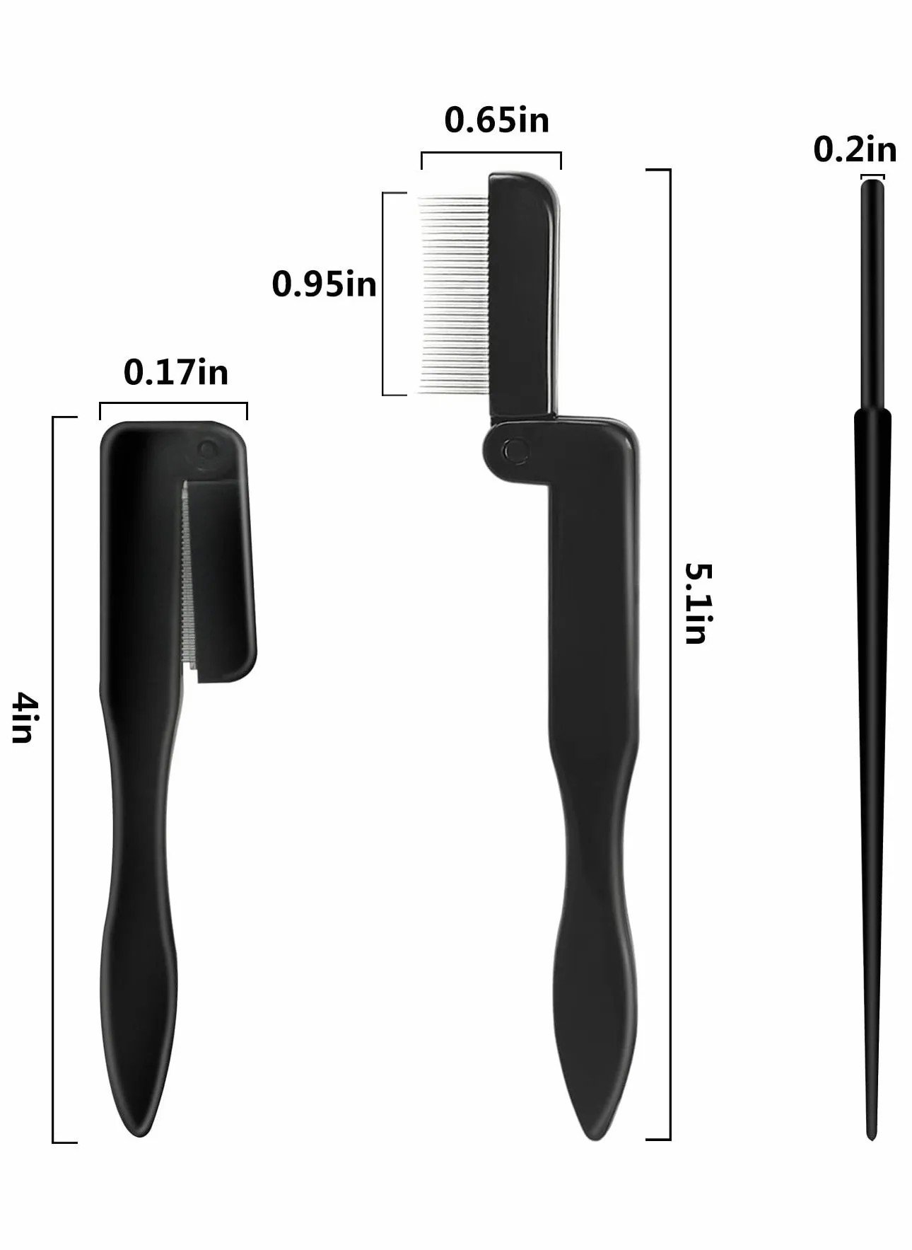 Folding Eyelash Comb Black 2 Pack-2