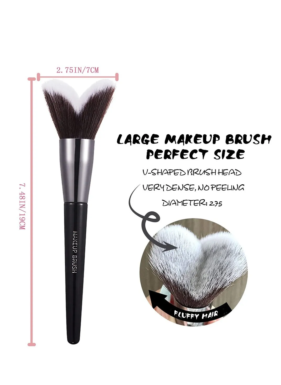 Foundation Brush, V-Shaped Face Blush Brush, Blush Buffing Stippling Face Makeup Tool, Soft Fibers Makeup Brush for Liquid, Blending, Cream, Powder, Face Lift Angled V Contouring Brush Heart-2