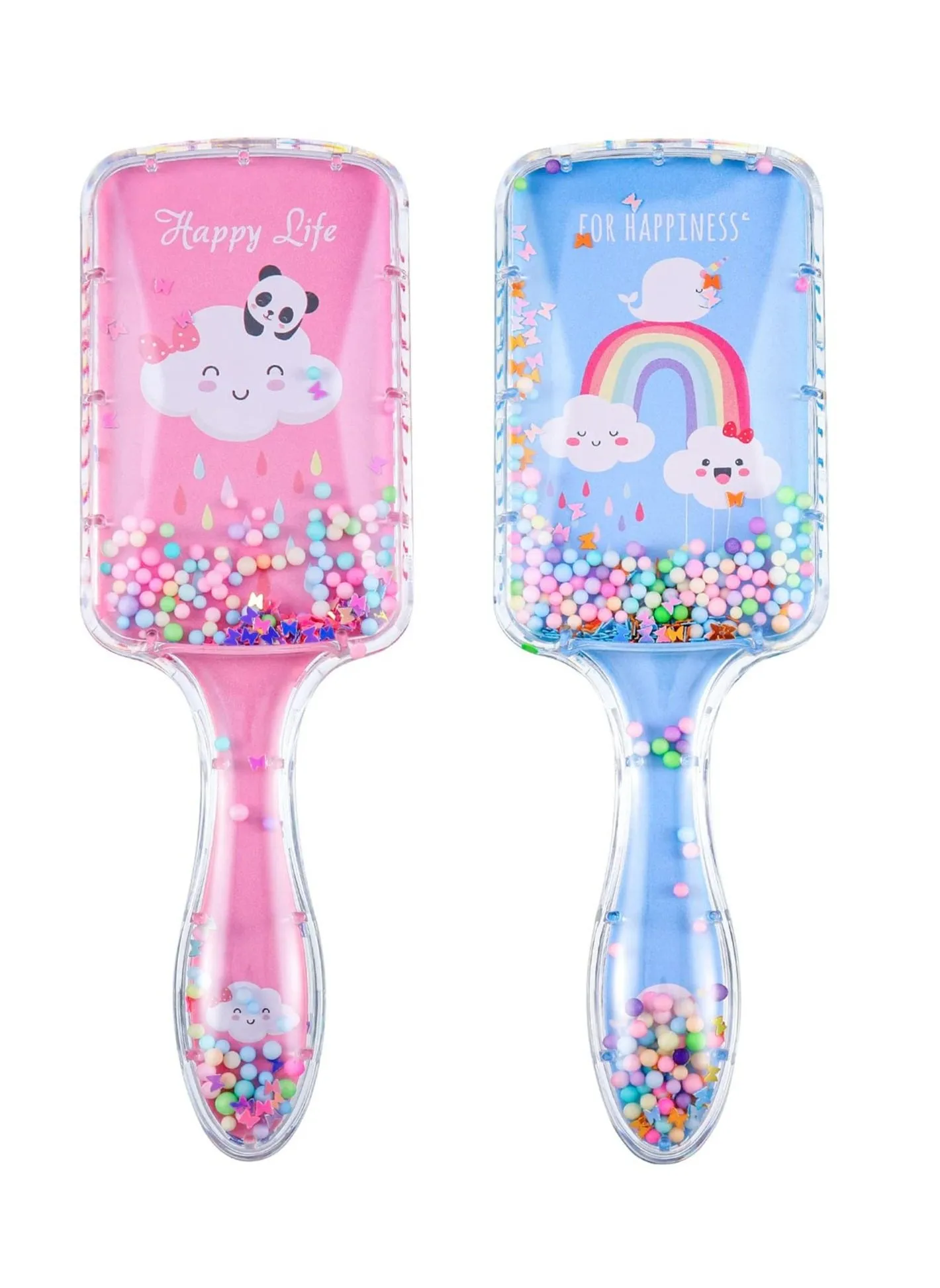 Girls Hair Brush Set, 2pcs Detangling Confetti Paddle Cute Kids Hairbrush for Women to Smooth Thick Curly Thin Long Short Wet or Dry-1