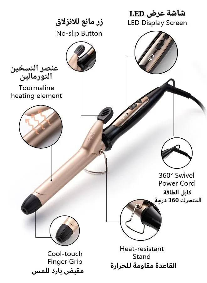 Hair Curler 25mm Gold With LCD Display, Adjustable Temperature, Harmless and Durable, Quick Home Hairstyle-2