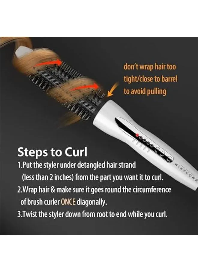 Hair Curler Straightening Brush Ceramic Tourmaline PRO Multi Styler 5 Heat Adjustments 1 Inch Barrel Auto Shut Off Pearl White-2