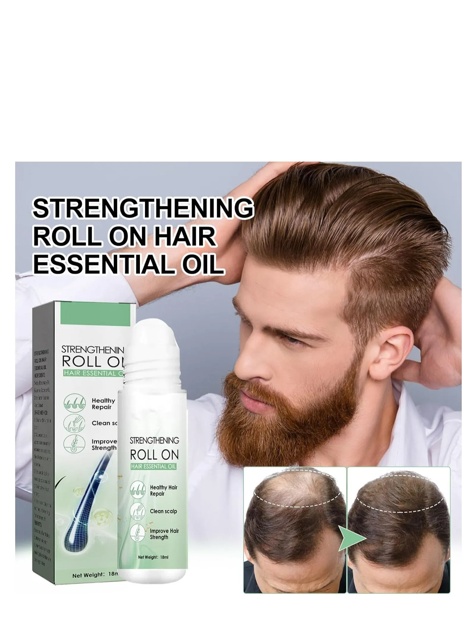 Hair Growth Roll-On, Hair Repair Oil, Hair Follicle Repair, Hair Strengthening Oil, Hair Shine Restoration, Scalp Massage Treatment, Moisturize Hair Roots Thickening Hair Care Ball 3 PCS-2