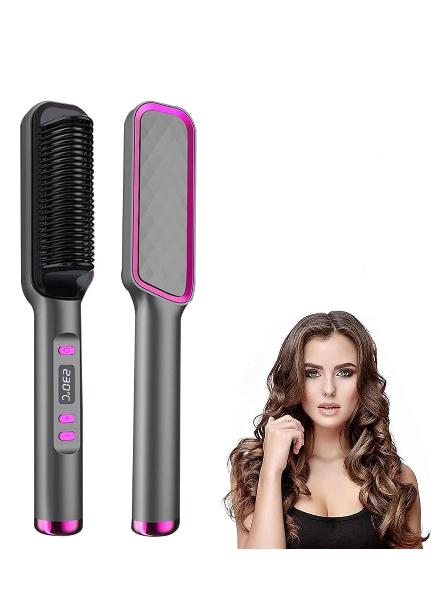 Hair Straightener Brush,30-Speed Negative Ion Styling Comb, Hot Comb Electric, 5 Temp Settings Tools Fast Heated Brush Suitable for Home and Salon-1