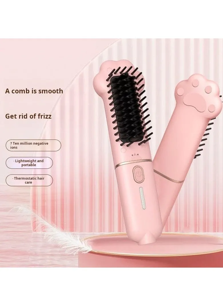 Hair Straightener Brush, Beard Straightener Comb, Anti Scald Ceramic Hair Straightening Iron and Curler, Fast Heating-2