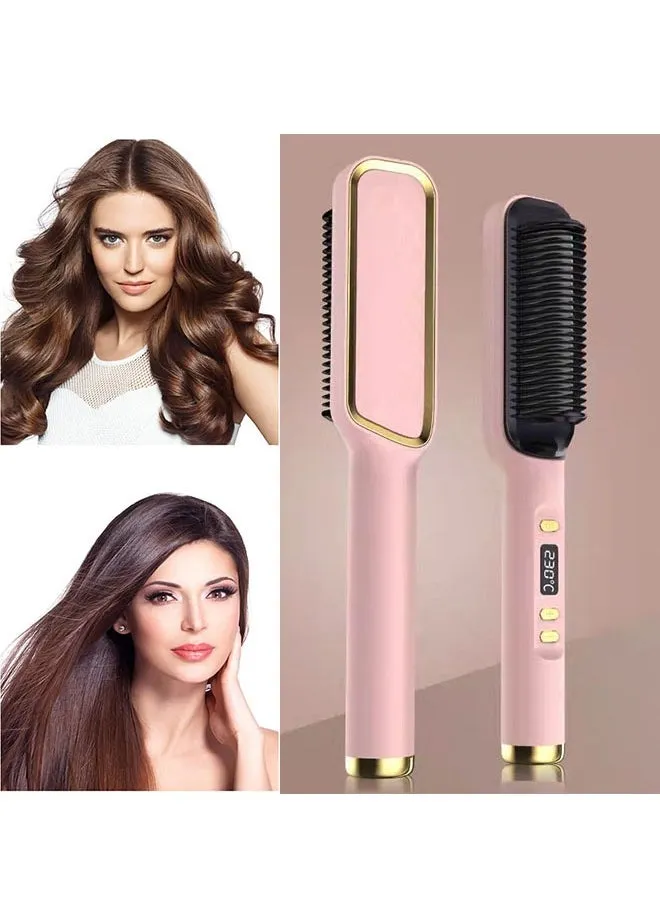 Hair Straightener Brush, Hair Iron with Built-in Comb, Fast Heating & 5 Temp Settings & Anti-Scald, Perfect for Professional Salon at Home, Reduces Styling Time, TYMO RING Type G 3 Pin UK Plug-1