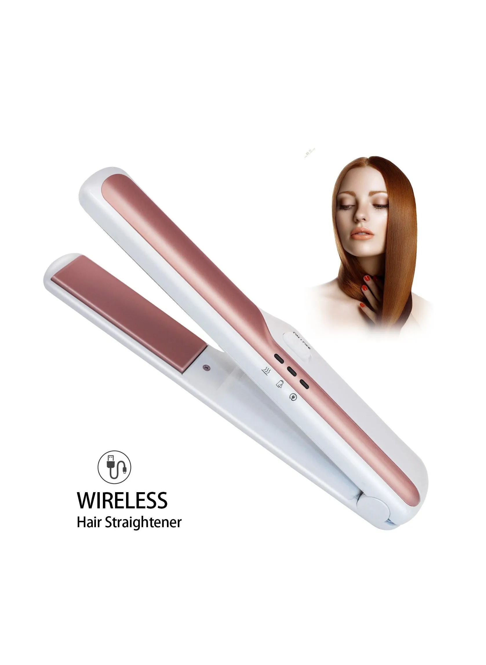 Hair Straighteners Wireless Portable 2 in 1 Ceramic Plates Straightener Curler Gift for Woman and Girl-1