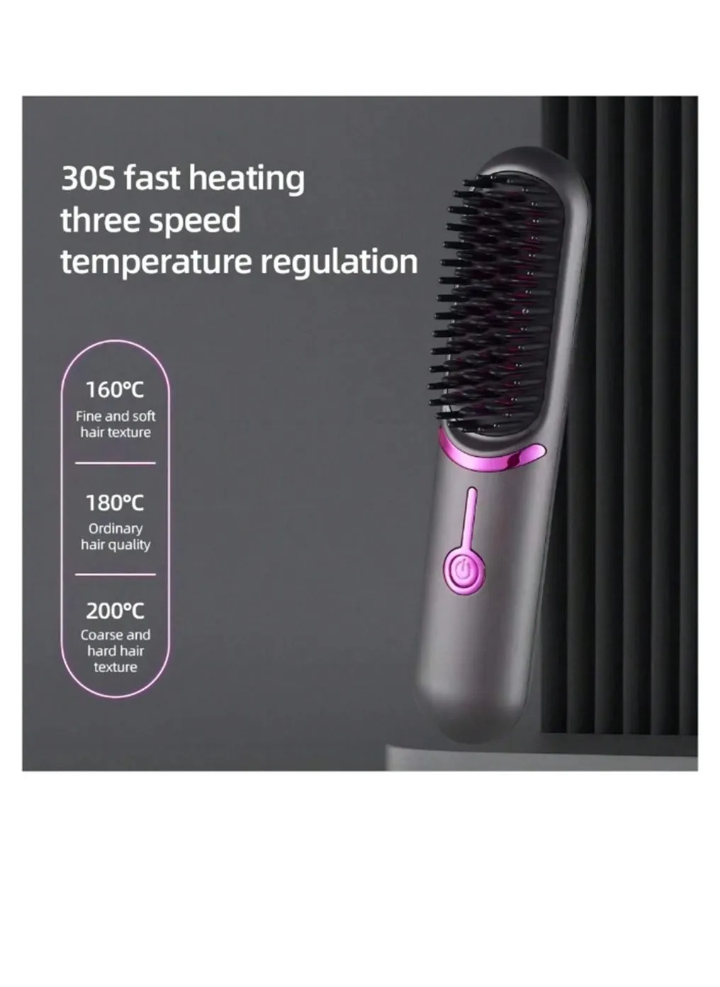 Hair Straightening Comb,Rechargeable Wireless 3 Gears Of Temperature Adjustment,Hair Stuler ,Wireless Hair Straightening Comb Curling Straight Dual-Use Ceramic Hair Straightener Travel Portable Rechar-1