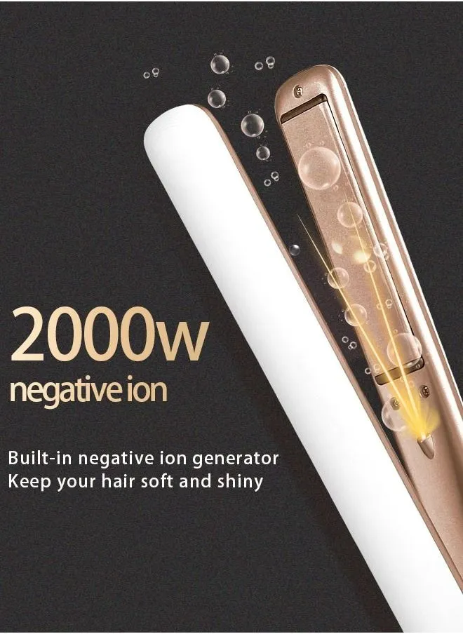 Hair Straightening Flat Iron White Professional Salon Model Hair Curler Straightener Curls Curling Wand Beautifully Straightens Well 9 Temperature Modes 30 Min Auto Off-2