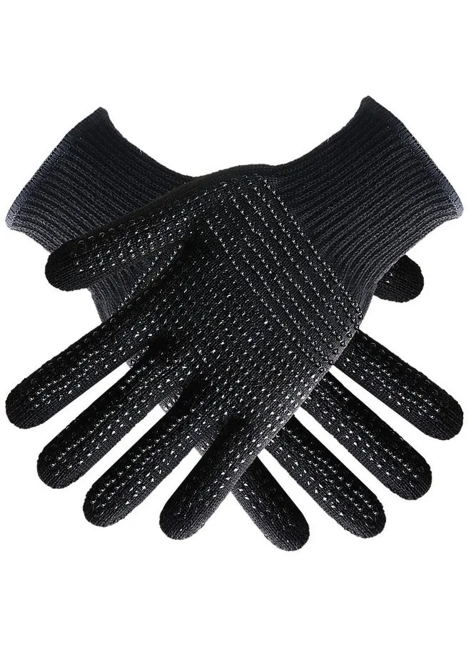 Heat Gloves For Hair Styling 2 Pcs Heat Resistant Gloves With Silicone Bumps Professional Heat Proof Glove Mitts Heat Blocking For Curling Iron Wand Flat Iron Hair Styling Tools Universal Size(Black)-1