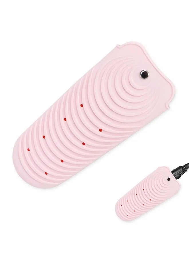 Heat Resistant Silicone Mat Pouch For Hair Straightener Nonslip Travel Pad Cover For Curling & Flat Iron Portable Styling Heat Mat Holder For Curler Wand And Hot Waver (Pink)-1