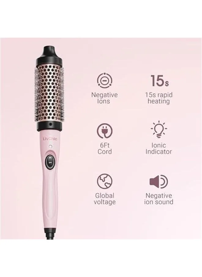 Heated Ceramic Tourmaline Ionic Curling Iron Hot Brush for Blowout Look & Volume, 1 1/2 Inch Thermal Round Brush Top-rated Hair Styling Tool with Dual Voltage-2