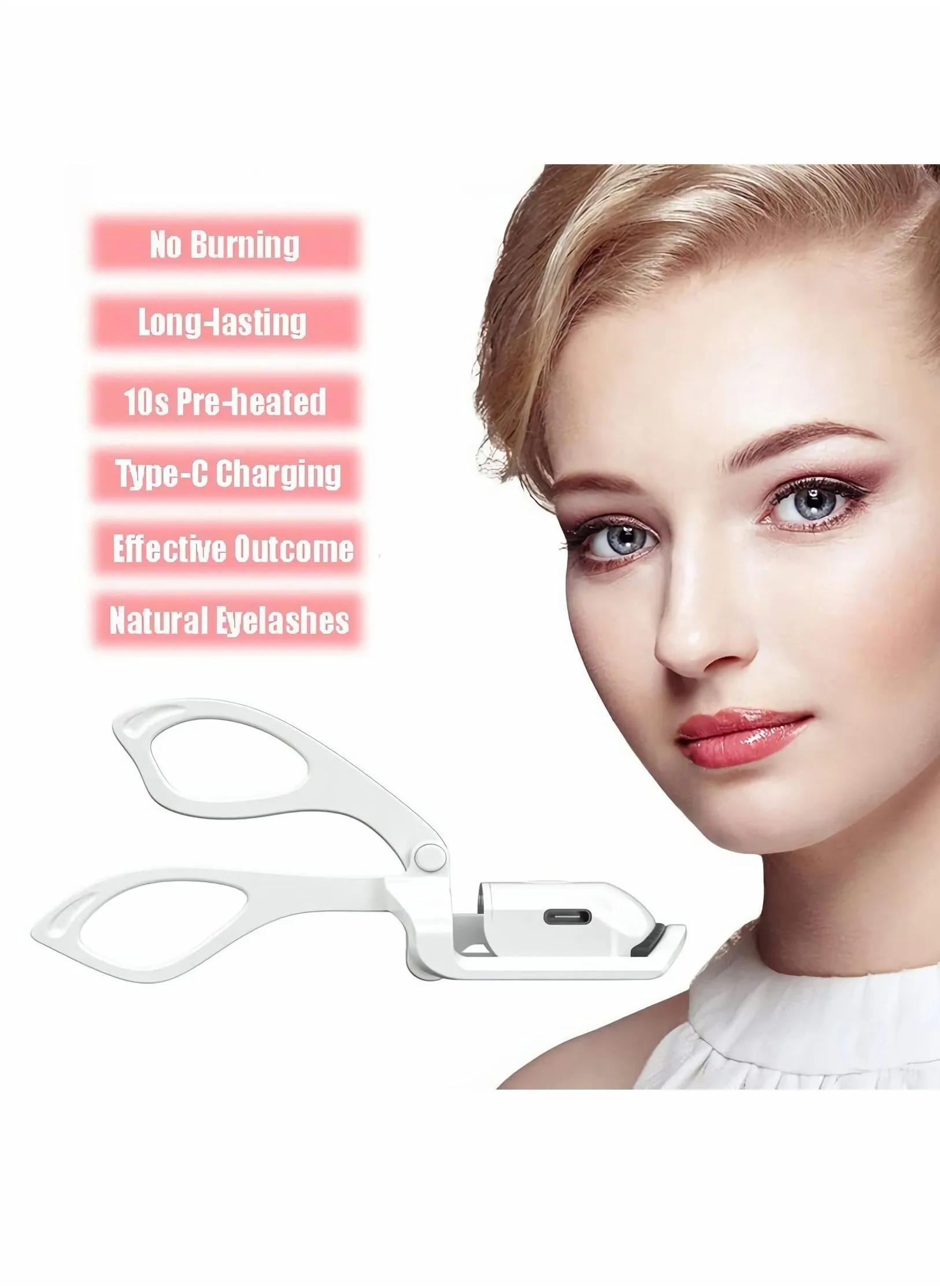 Heated Eyelash Curler, Rechargeable Electric Eyelash Curler with Silicone Heating Pads-2