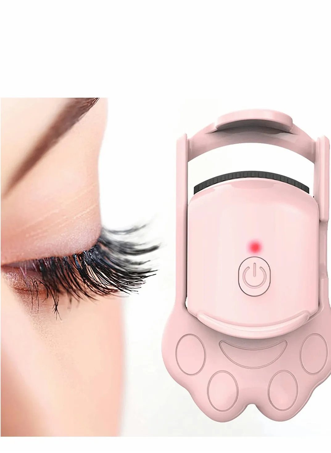 Heated Eyelash Curlers Cat Claw shaped Used for Eyelash Shaping and Curling USB Charging Convenient to Carry Pink Cute for Girls-1