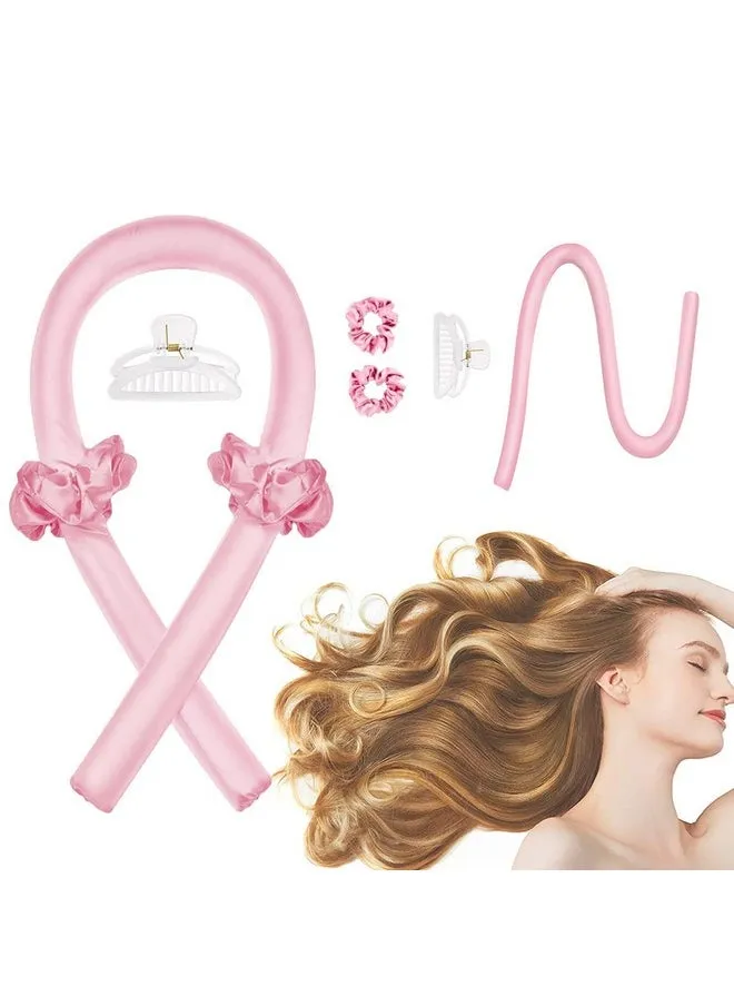 Heatless Curling Rod Headband Heatless Curler No Heat Curls Ribbon With Hair Clips And Scrunchie Sleeping Curls Silk Ribbon Hair Rollers Overnight Hair Wrap Curls Styling Kit-1