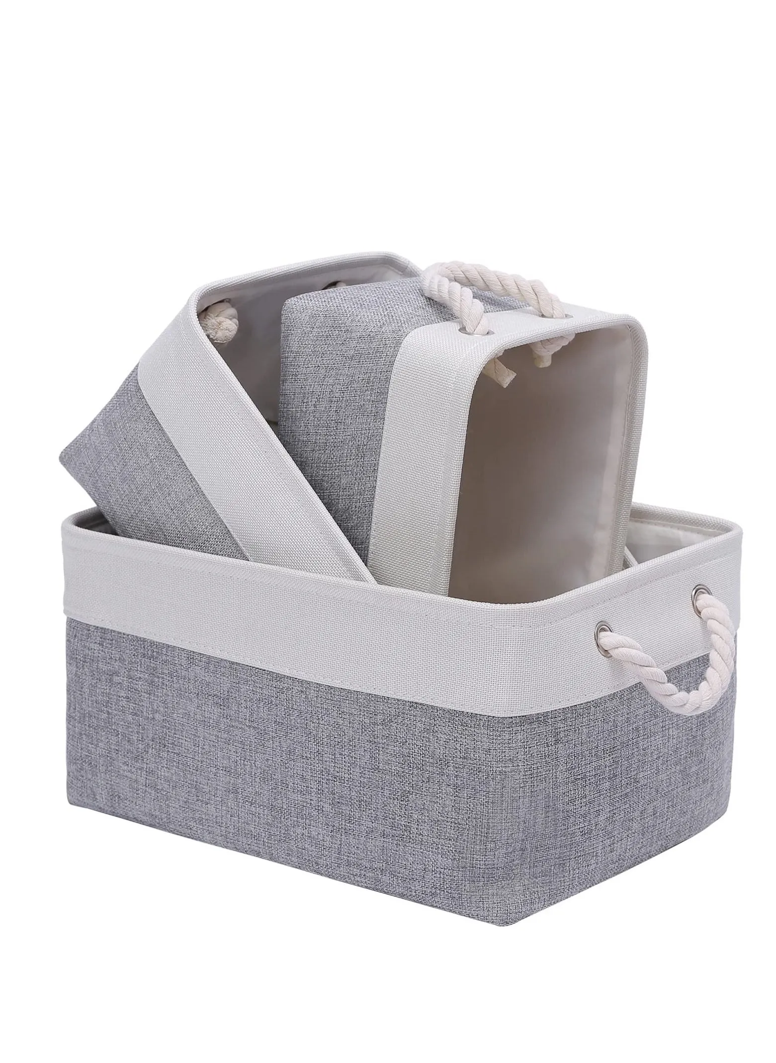 Home Fabric Storage Bin with Drawstring Closure and 2 Bold Handles, Collapsible Large Canvas Storage Baskets for Organizing Shelf Nursery Home Closet-1