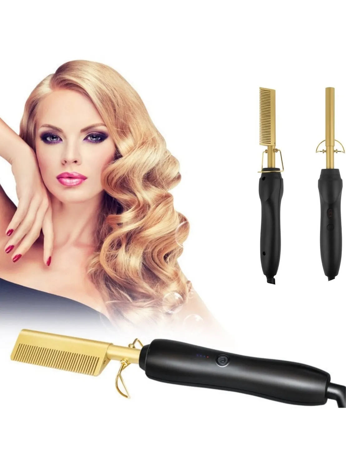 Hot Comb Hair Straightener 2 in 1 Security Portable Ceramic Comb Multifunctional Copper Hair Straightener Brush-1