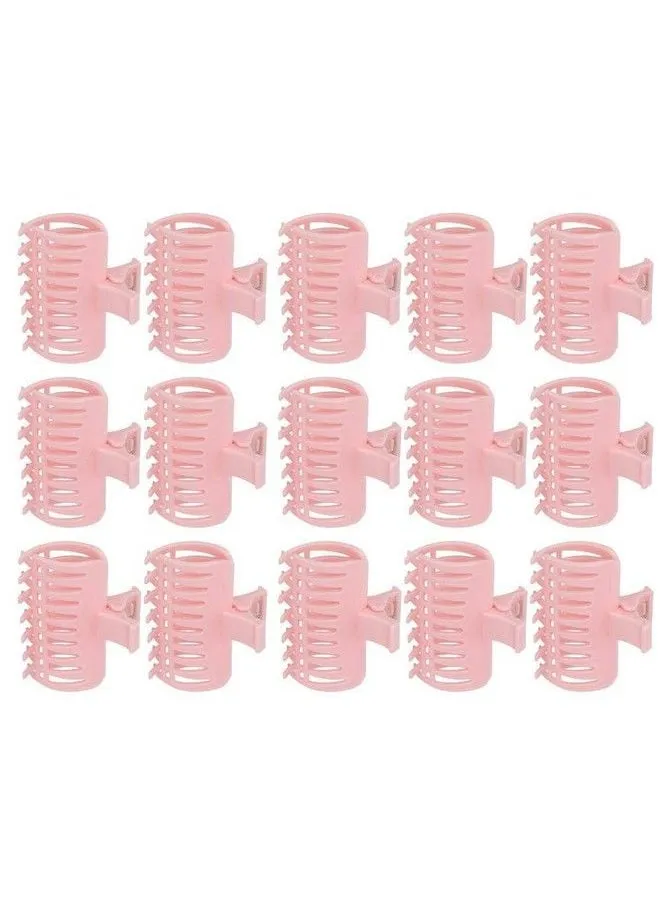 Hot Roller Clips Hair Curler Clip Hair Roller Claw Clips Fixing Clamp Holding Section Claw Hairdressing Tool 15Pcs/Set Pink(Pink)-1