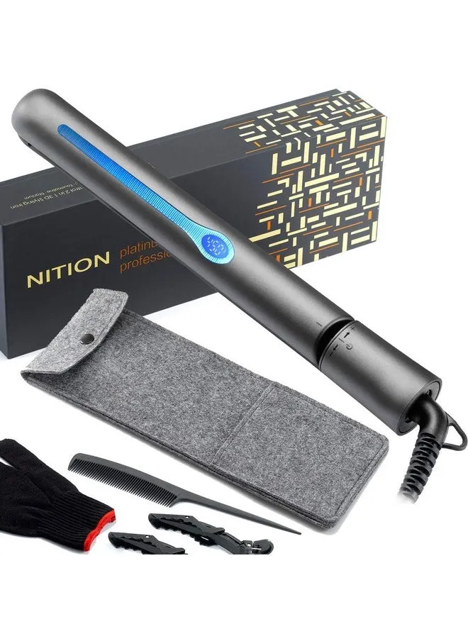 Ition Professional Salon Hair Straightener Argan Oil Ceramic Tourmaline Titanium Straightening Flat Iron For Healthy Styling Lcd 265°F450°F 2In1 Curling Iron For All Hair Type 1 Inch Plate Black-1