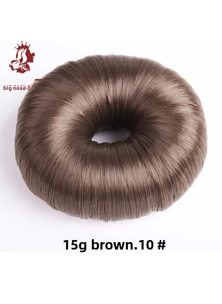 Korean fashion donut wig hair curler cute bud ball head hair curler flower head hair increasing hair accessories 10# Brown 15g-1