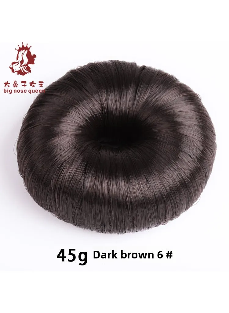 Korean fashion donut wig hair curler cute bud ball head hair curler flower head hair increasing hair accessories 6# dark brown 45g-1