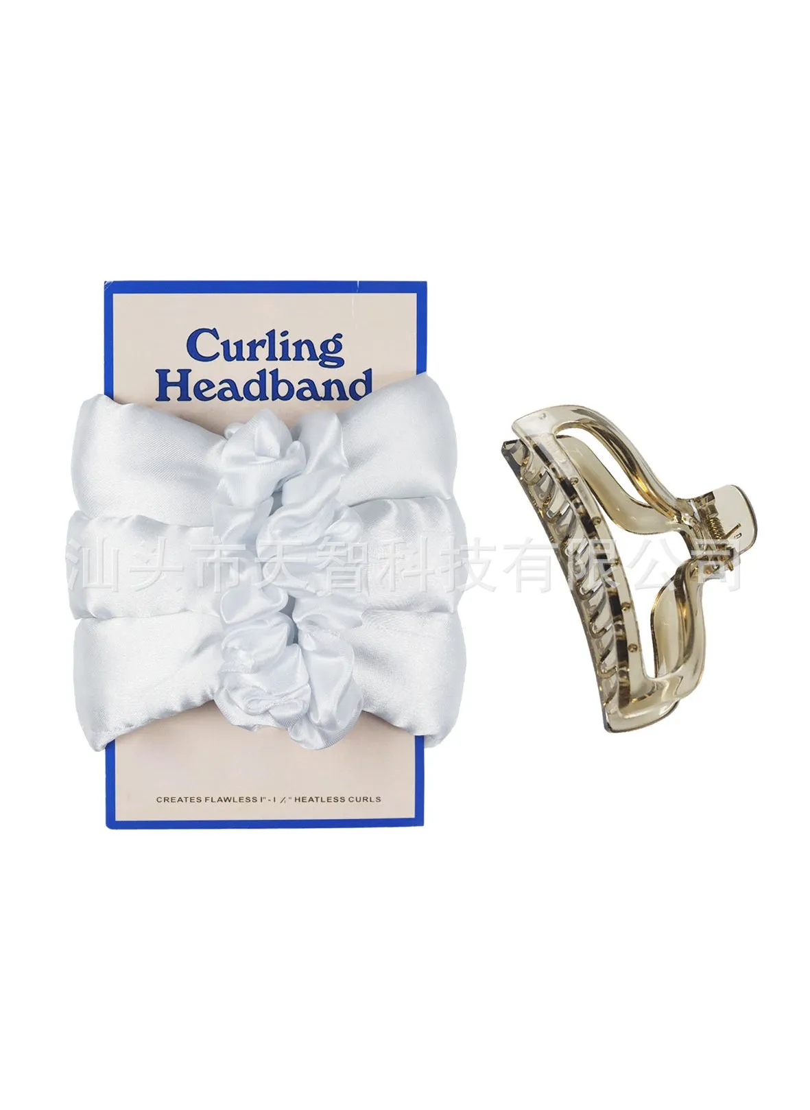 Leopard Print No-heat Curling Band with Clip for Lazy WavesCream white (with cardboard) + grab clip Cream white (with cardboard) + grab clip-1