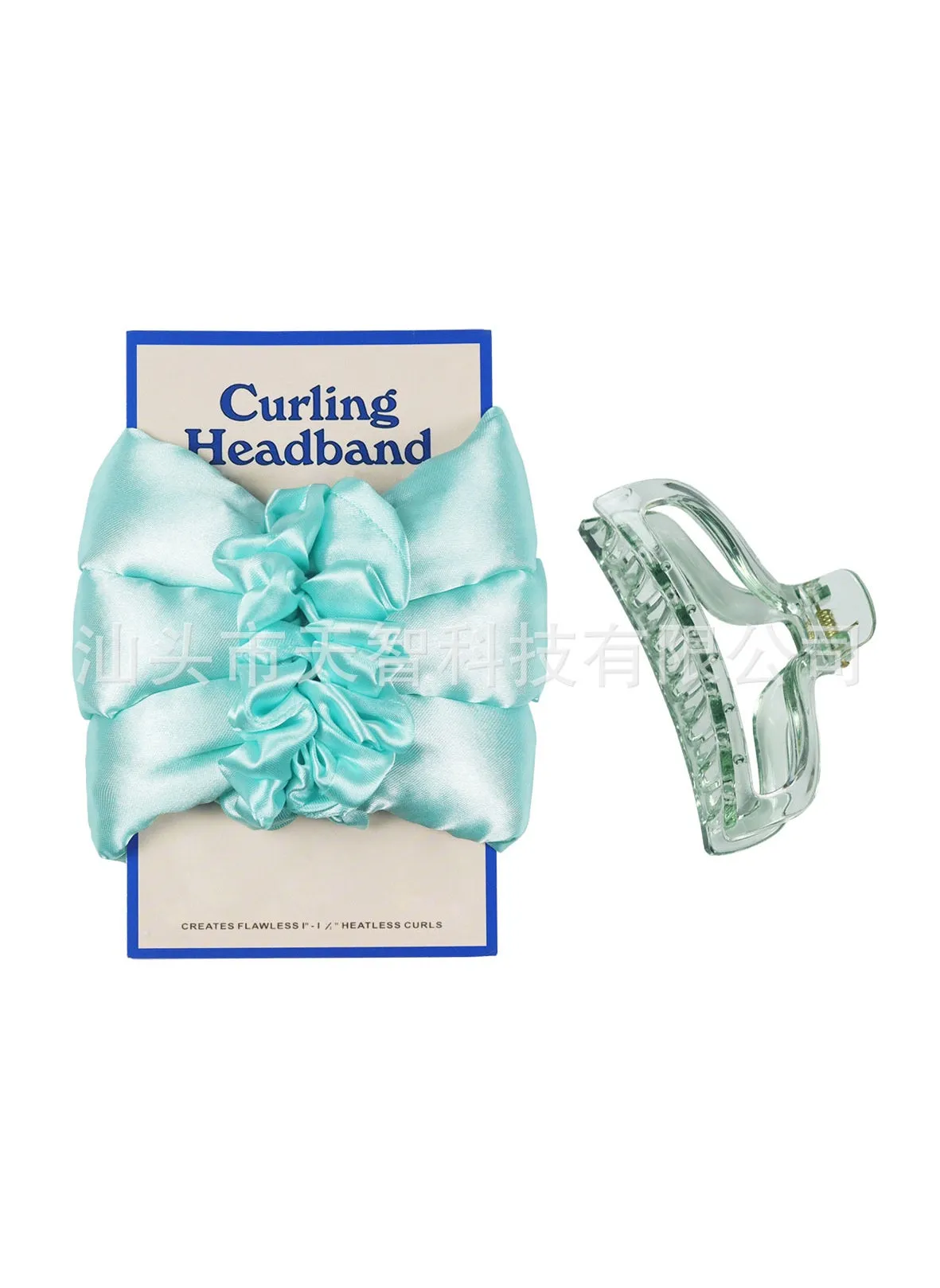 Leopard Print No-heat Curling Band with Clip for Lazy WavesMint green (with cardboard) + grab clip Mint green (with cardboard) + grab clip-1