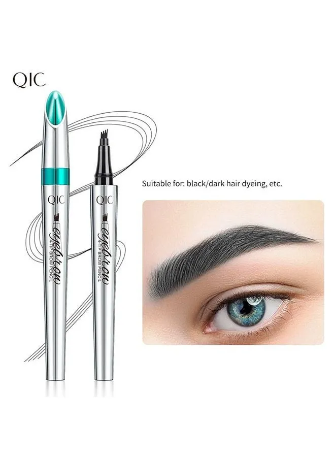 Liquid Eyebrow Pen with 4 Micro-Fork Tips, Waterproof Smudge-proof Brow Pencil, for Natural Looking Eyebrow Makeup, Black-1