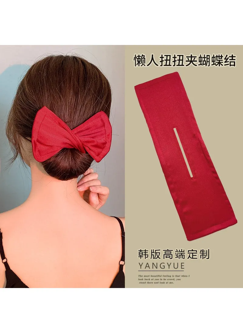 Magic Twist Hair Bun Maker Butterfly Knot 1# wine red twist hair iron-1