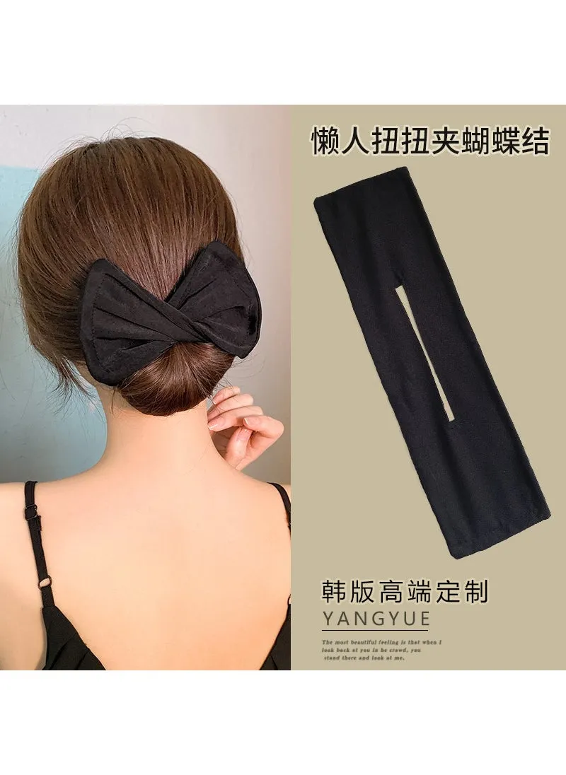 Magic Twist Hair Bun Maker Butterfly Knot 2# Black twist hair-1