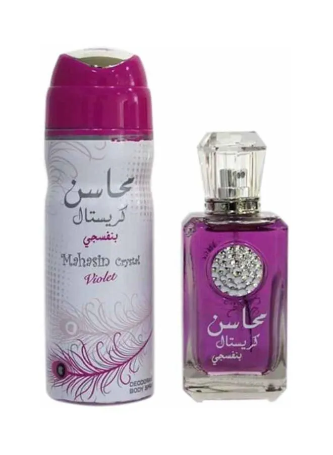 مجموعة هدايا محاسن كريستال بنفسجي EDP 100 ml, Deodarant 200ملليلتر-1