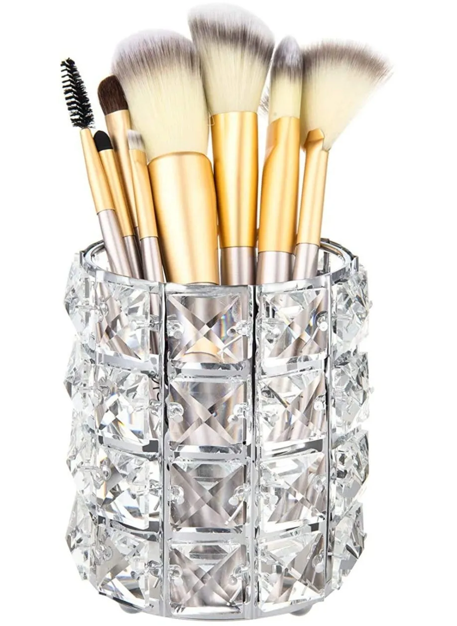 Makeup Brush Holder Crystal Beads Pen Pencil Holder Storage Organizer Container-1