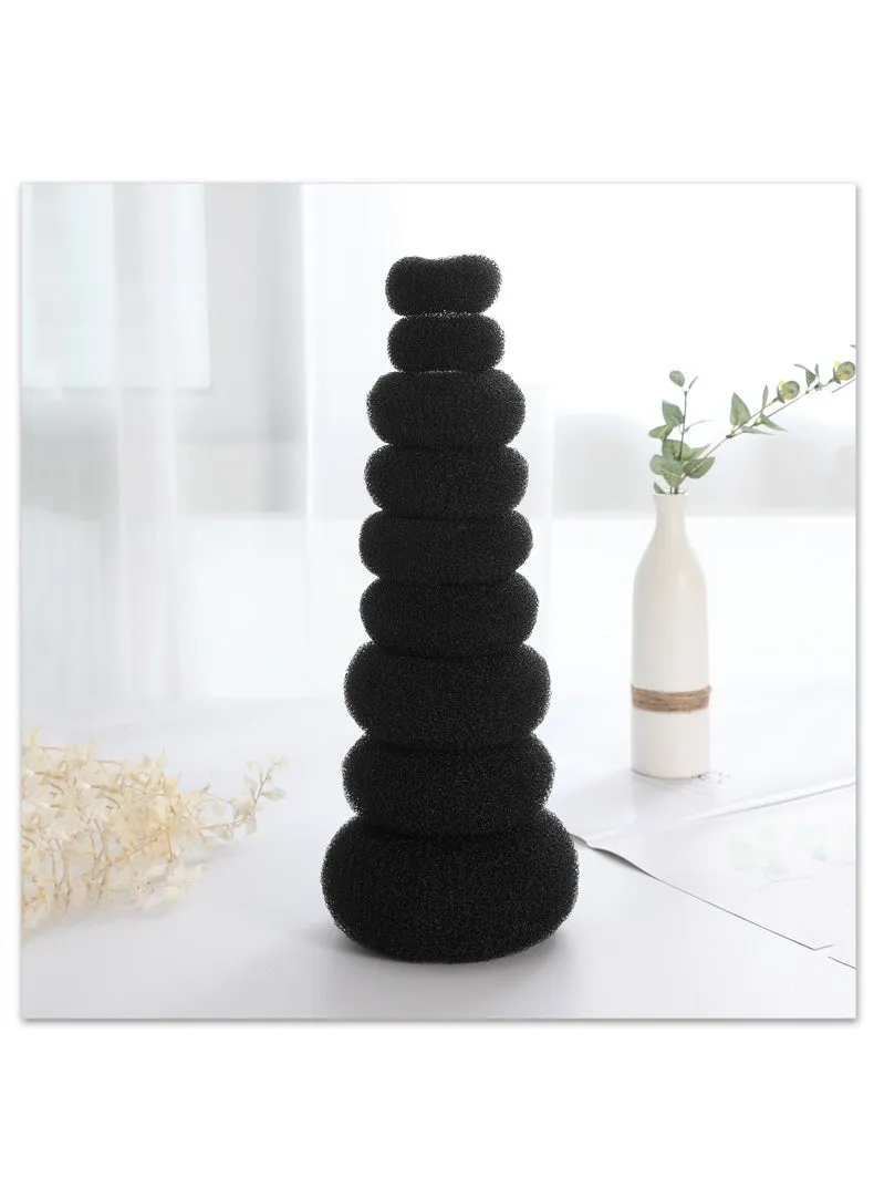 Manufacturer in stock ball head hair curler hair tie hair accessories Korean style donut flower brace hair braiding device hair updo tool Black-(large + medium + Small)-1