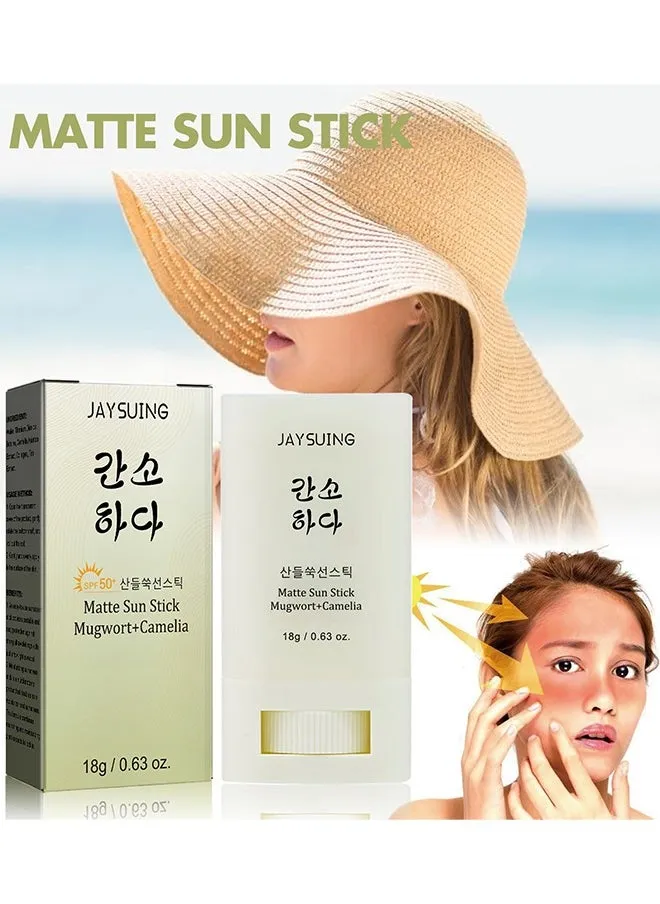 Matte sun stick, Mugwort+Camelia, Relief Sun Organic Sunscreen SPF50, Moisturizing Sunscreen, Breathable, Refreshing, Easy To Apply Sunscreen-2