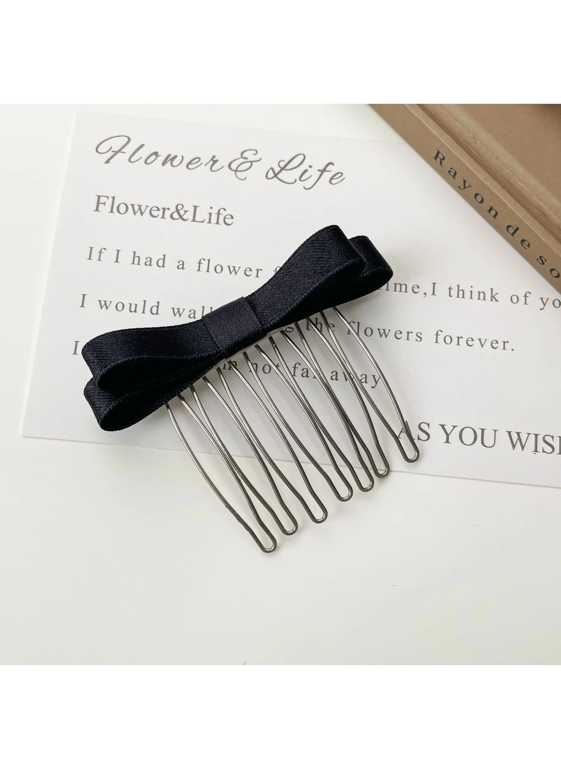 Metal Hair Bun Maker Stick Comb Clip for Women black fabric style-1