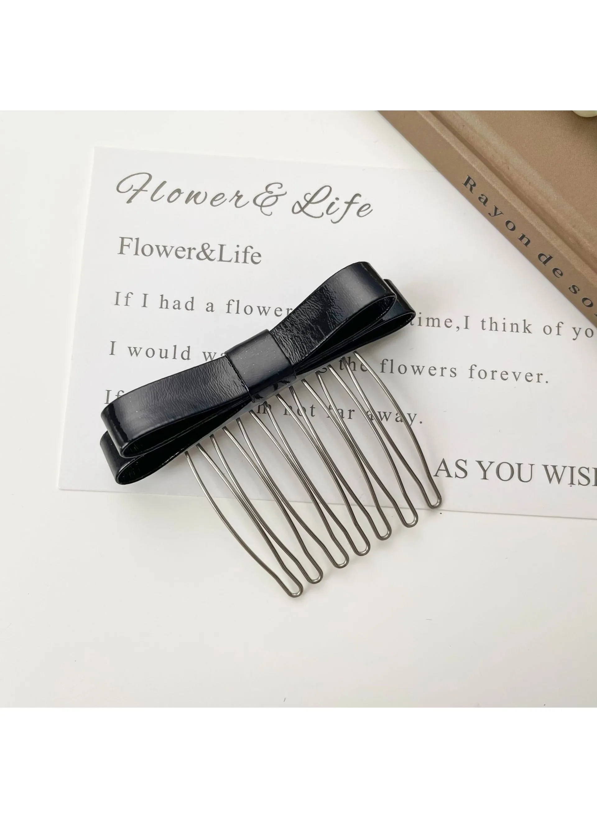 Metal Hair Bun Maker Stick Comb Clip for Women black leather-1