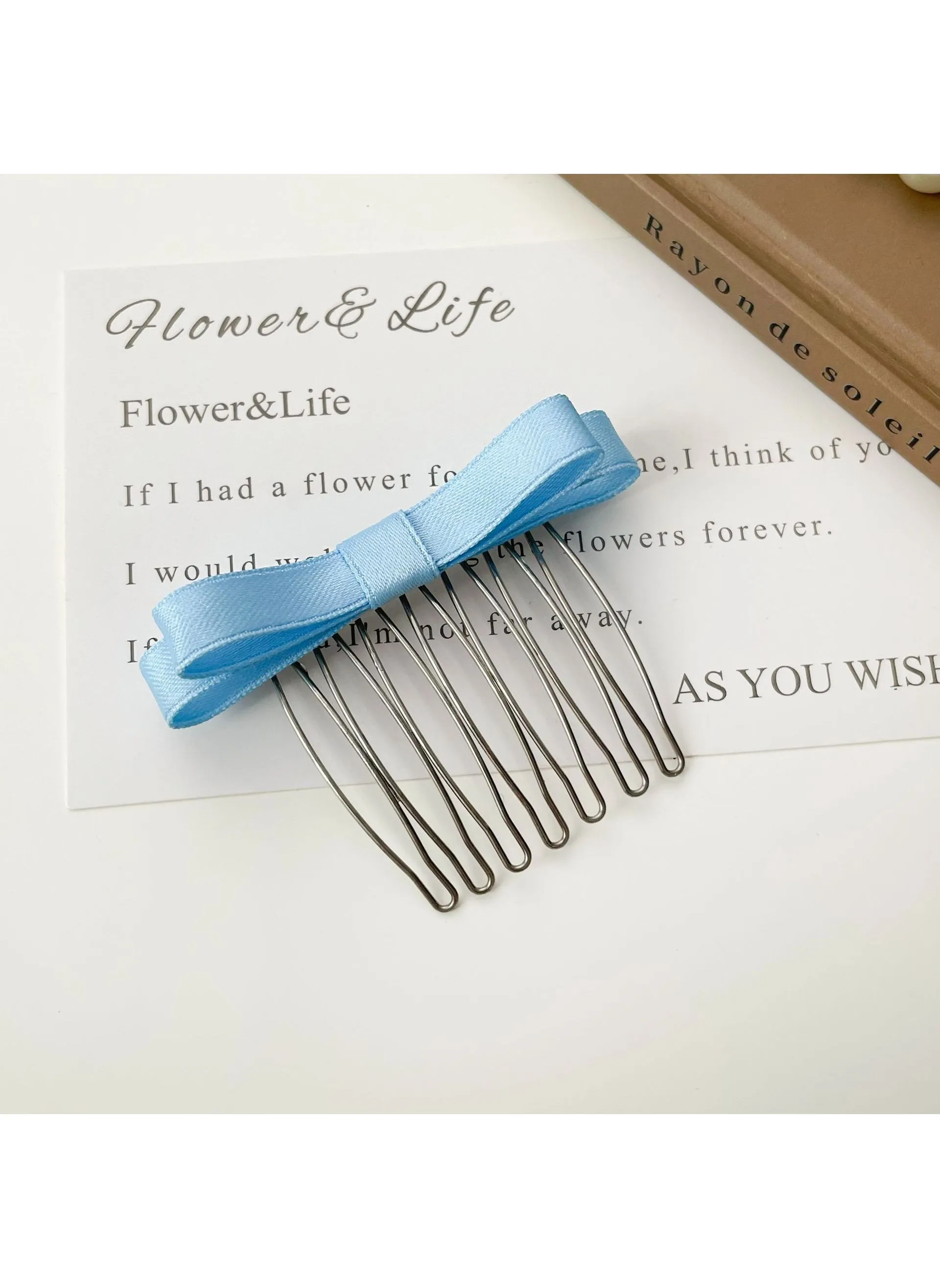 Metal Hair Bun Maker Stick Comb Clip for Women blue fabric style-1