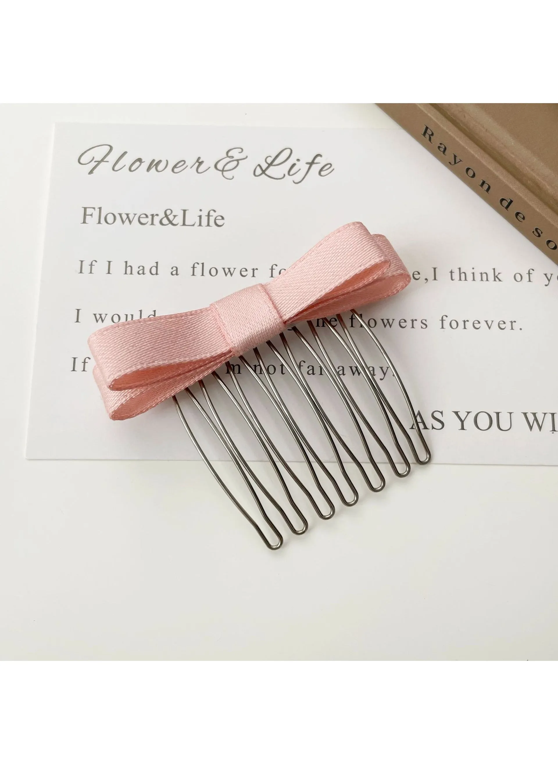 Metal Hair Bun Maker Stick Comb Clip for Women Pink fabric style-1