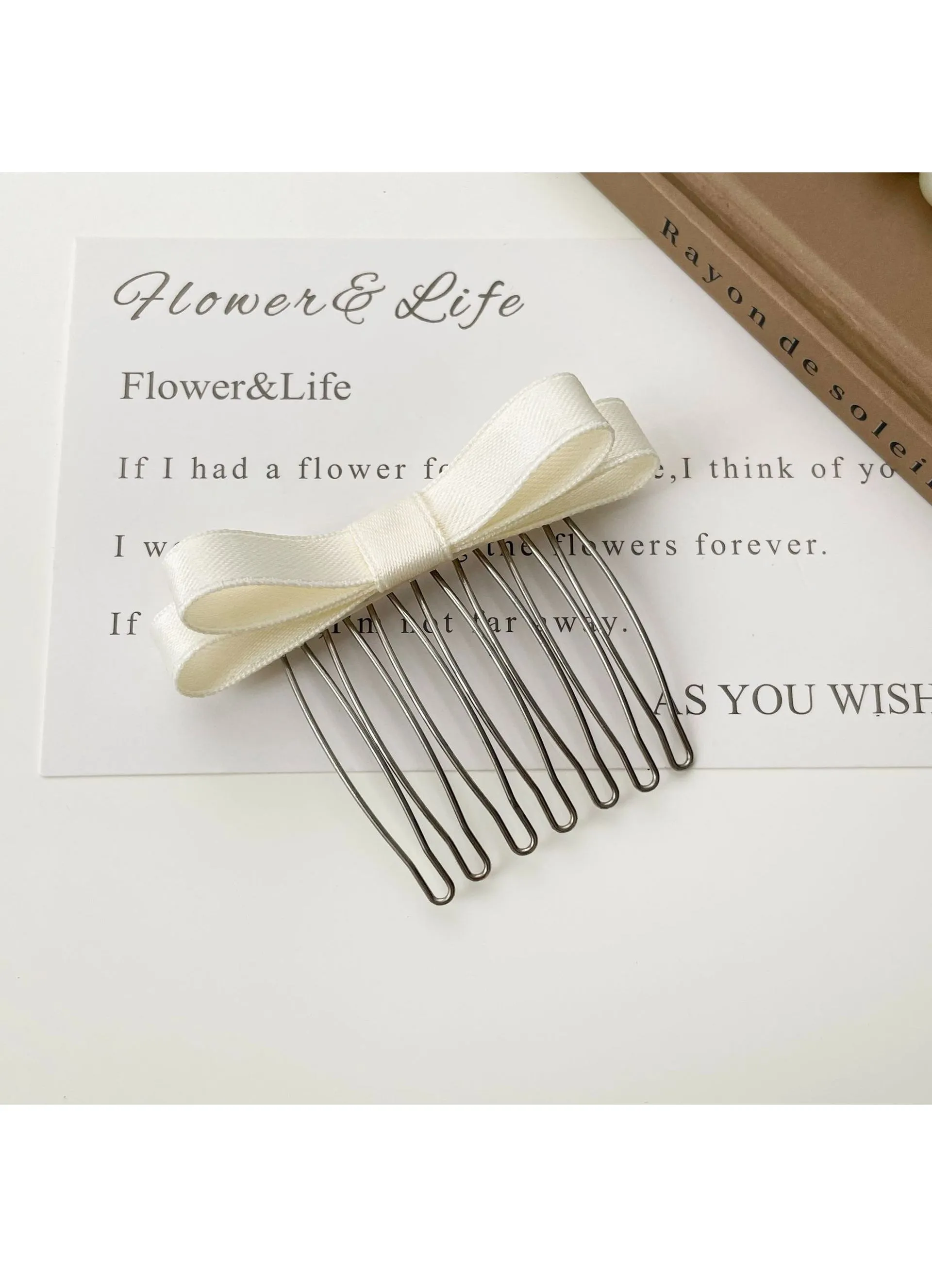 Metal Hair Bun Maker Stick Comb Clip for Women white fabric style-1