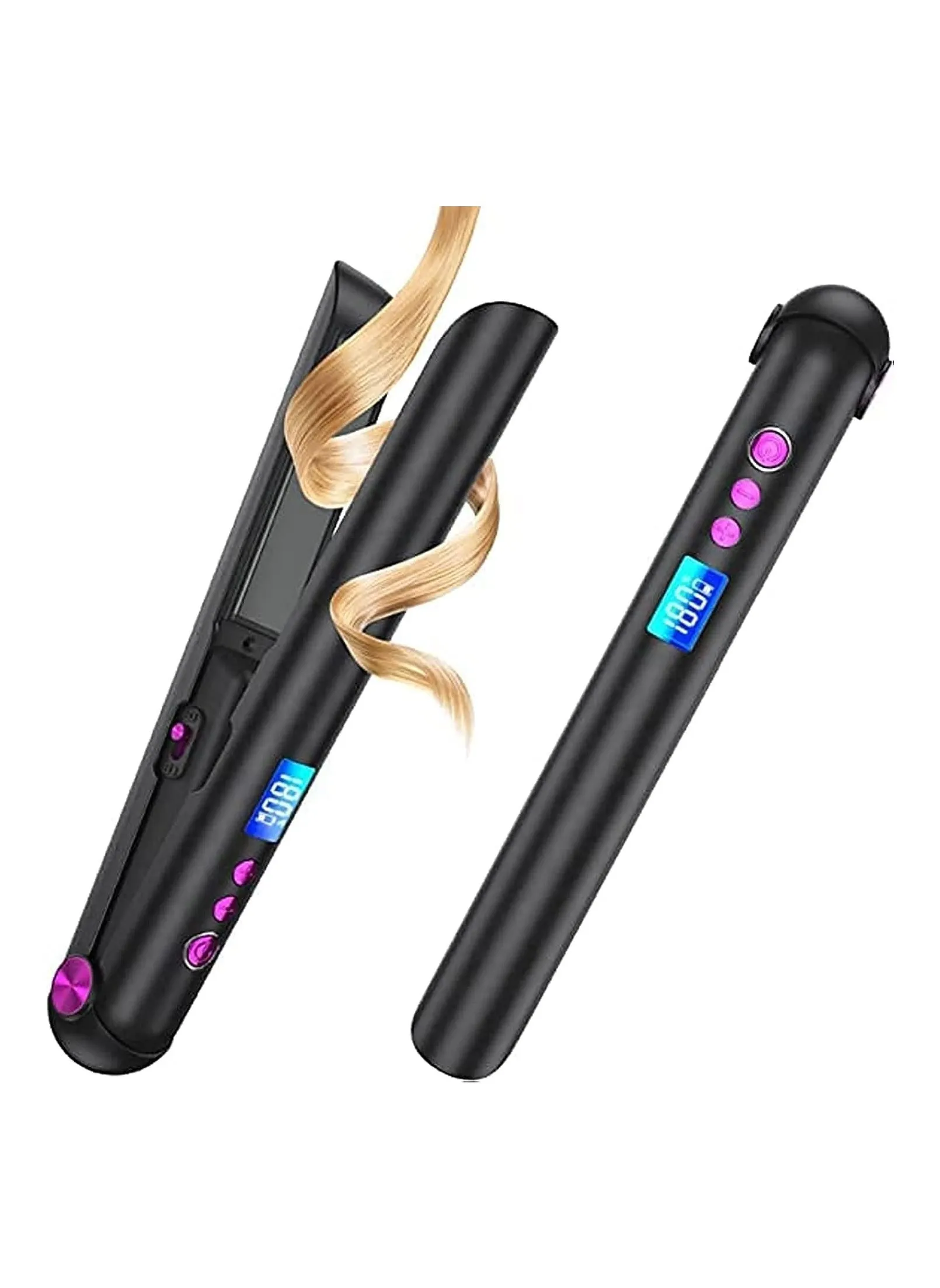 Mini Hair Straightener, 5000mAh Portable Ceramic Hair Straightener, Adjustable Speed Hot Floating Disc, Type-C Rechargeable, Short Hair, Curly Bangs, Travel Hair Straightener-1