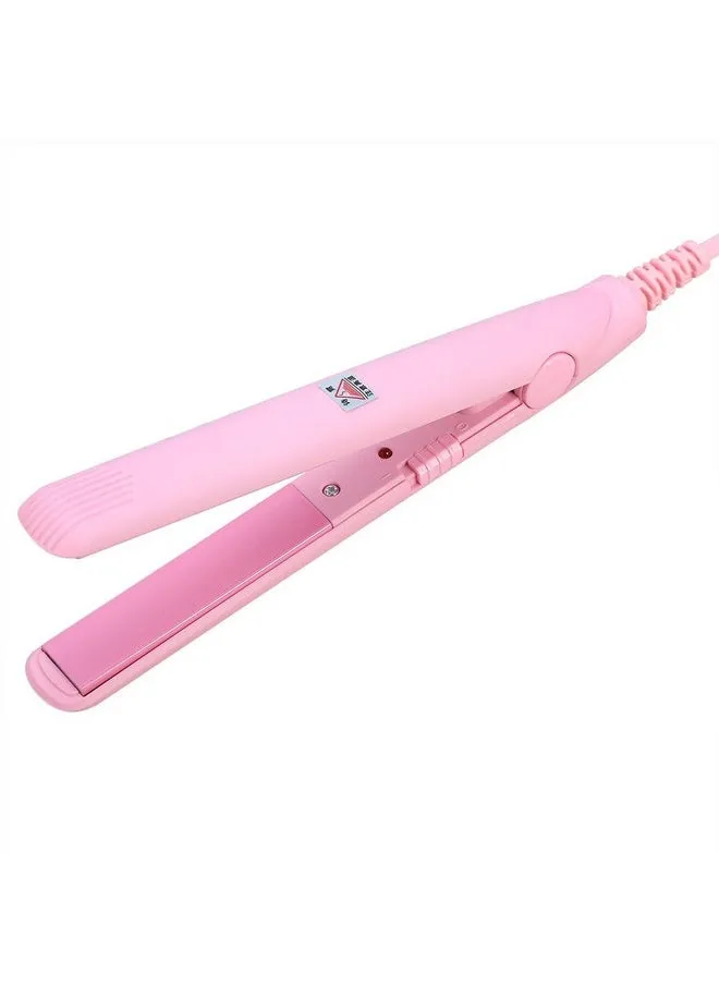 Mini Hair Straightener Ceramic Tourmaline Plate Flat Iron Curler Small Lightweight Portable Hair Styling Straightening Plate Curling Iron With Quick & Easy Heating For Women Girls(Pink)-1