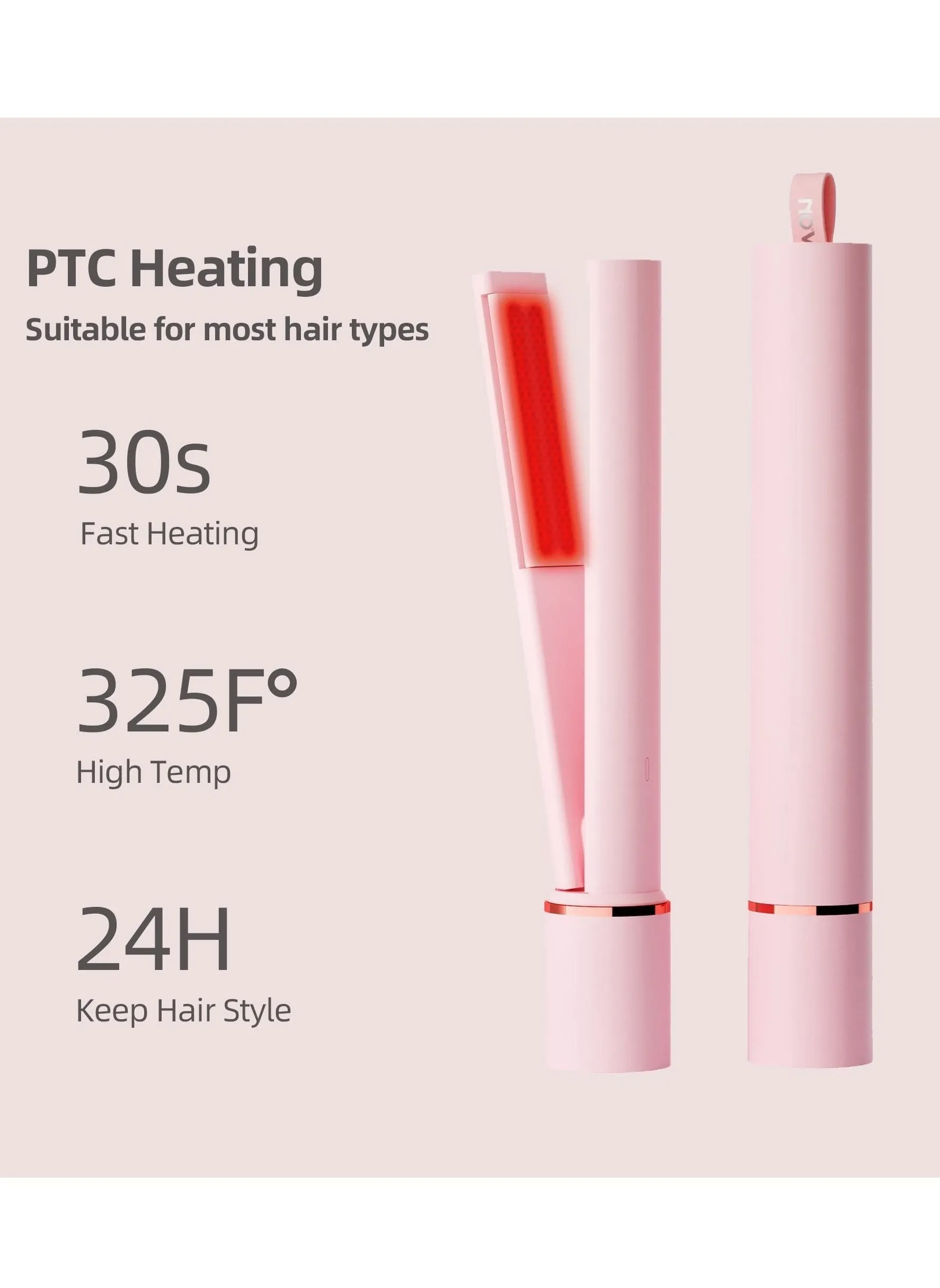 Mini Hair Straightener Portable Flat Iron Travel Size Small Irons Curling for Short 2 in 1 Pink Bangs-2